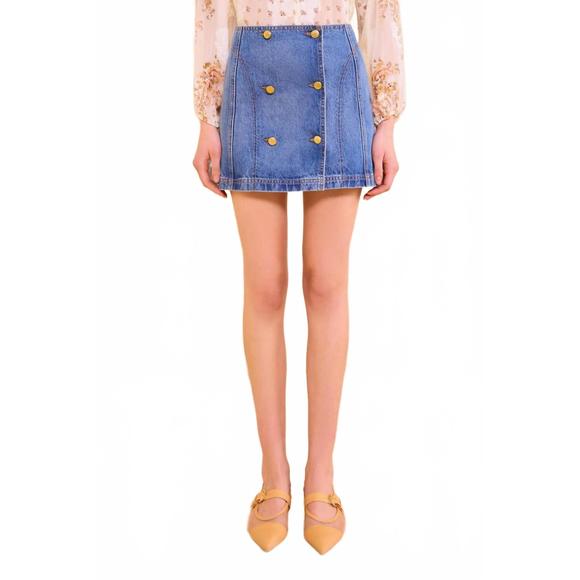 NEW ULLA JOHNSON clara mini denim skirt in danube